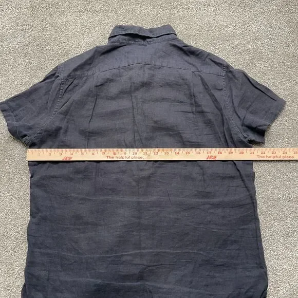 J.CREW Shirt Adult Medium Blue Slim Fit Plaid Linen Blend Short Sleeve Mens - Picture 4 of 9